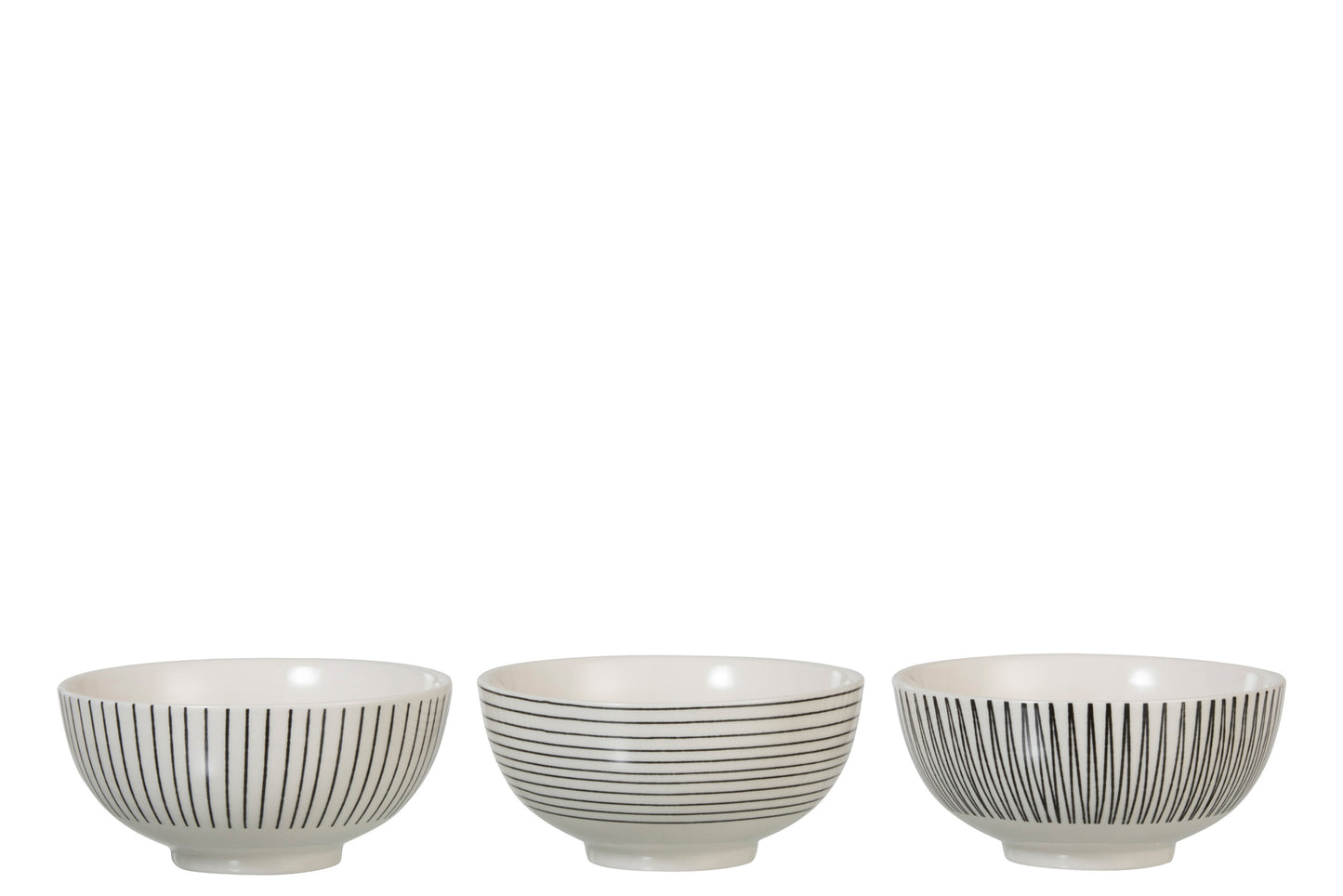 BOWL STRIPES PORCELAIN WHITE/BLACK LARGE ASSORTMENT 3