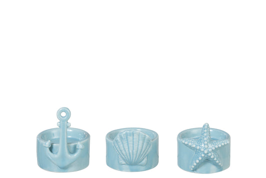 CANDLEHOLDER SEA PORCELAIN BLUE ASSORTMENT 3