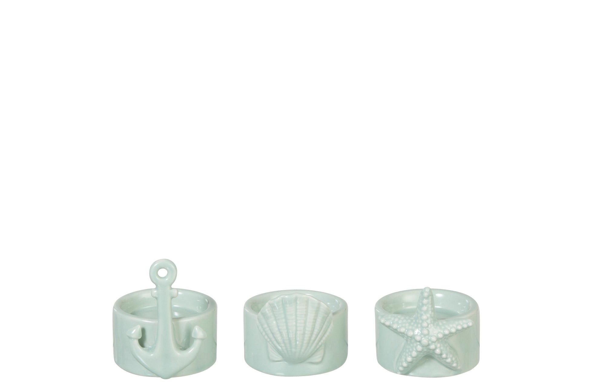 CANDLEHOLDER SEA PORCELAIN GREEN ASSORTMENT 3