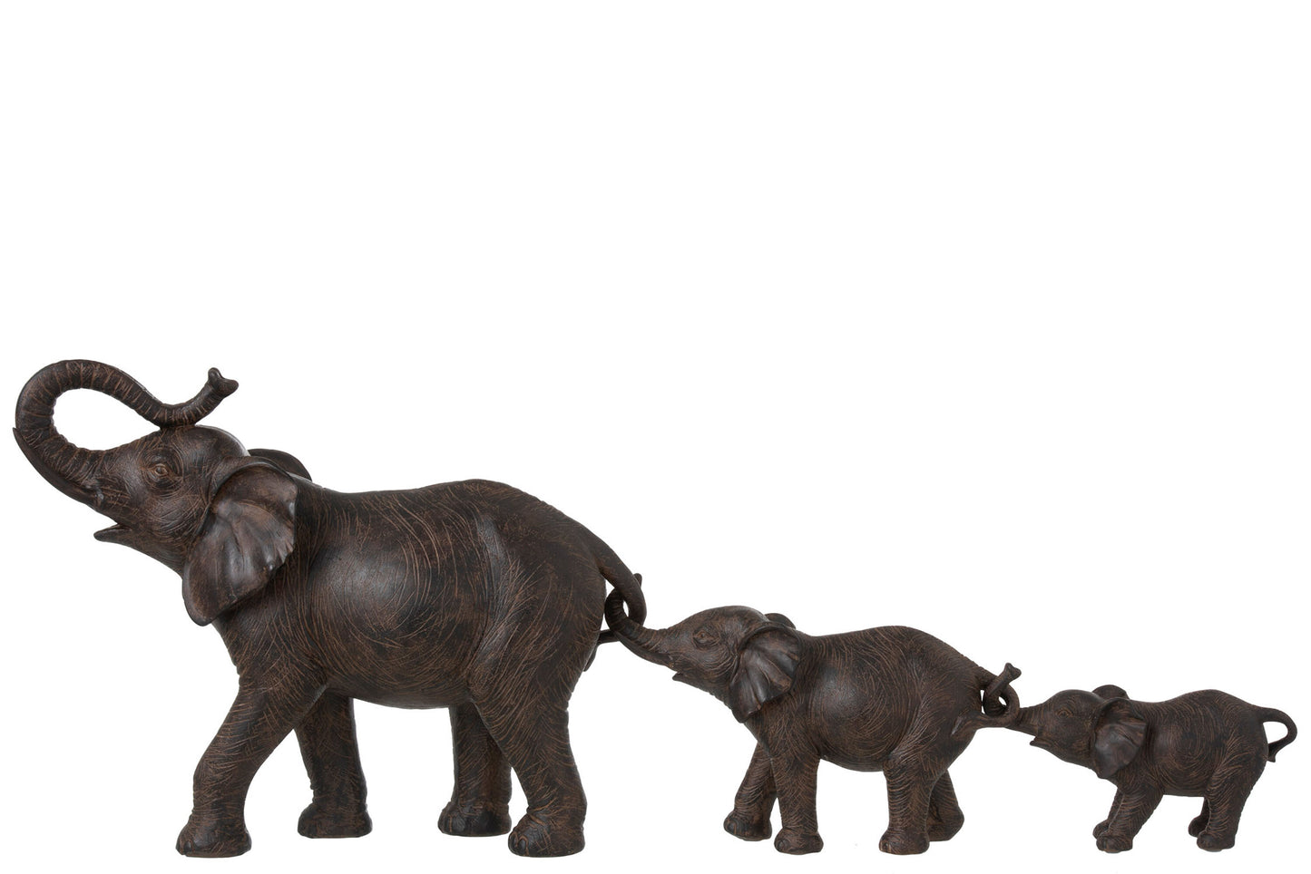 ELEPHANTS ROW 3 POLYRESIN BROWN