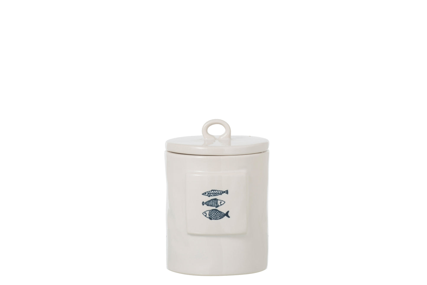 STORAGE JAR FISH DOLOMITE BLUE SMALL