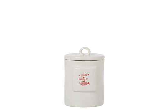 STORAGE JAR FISH DOLOMITE RED SMALL