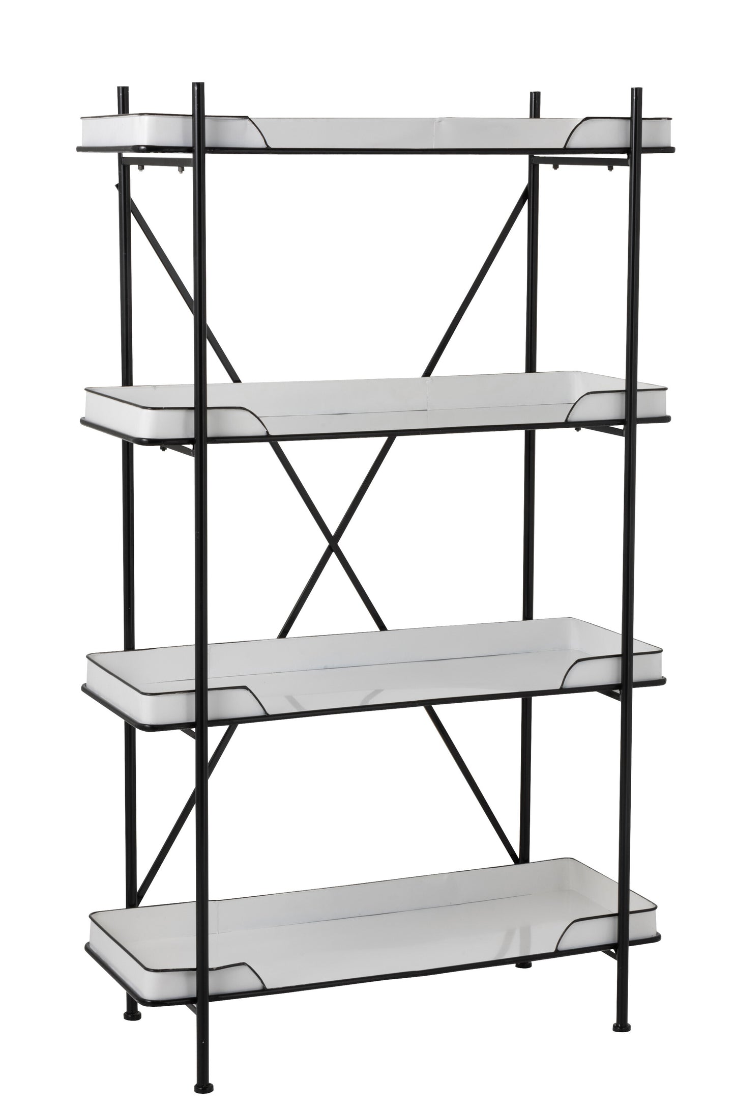 RACK 4 SHELVES CROSS METAL WHITE/BLACK