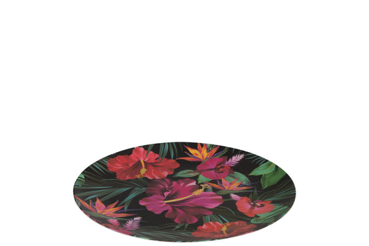 PLATE TROPICAL BAMBOO GREEN/RED/FUCHSIA LARGE