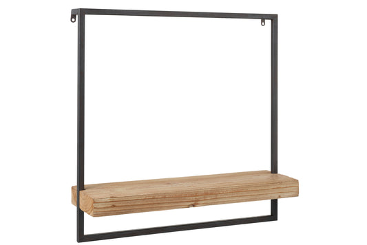 WALL RACK 1 SHELF WOOD/METAL NATURAL LARGE