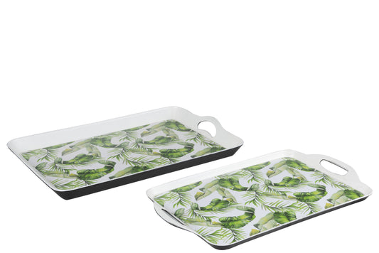 SET OF 2 TRAYS RECTANGLE PP GREEN