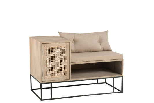 BENCH ZORA 1P WOVEN REED MANGO WOOD NATURAL/BEIGE