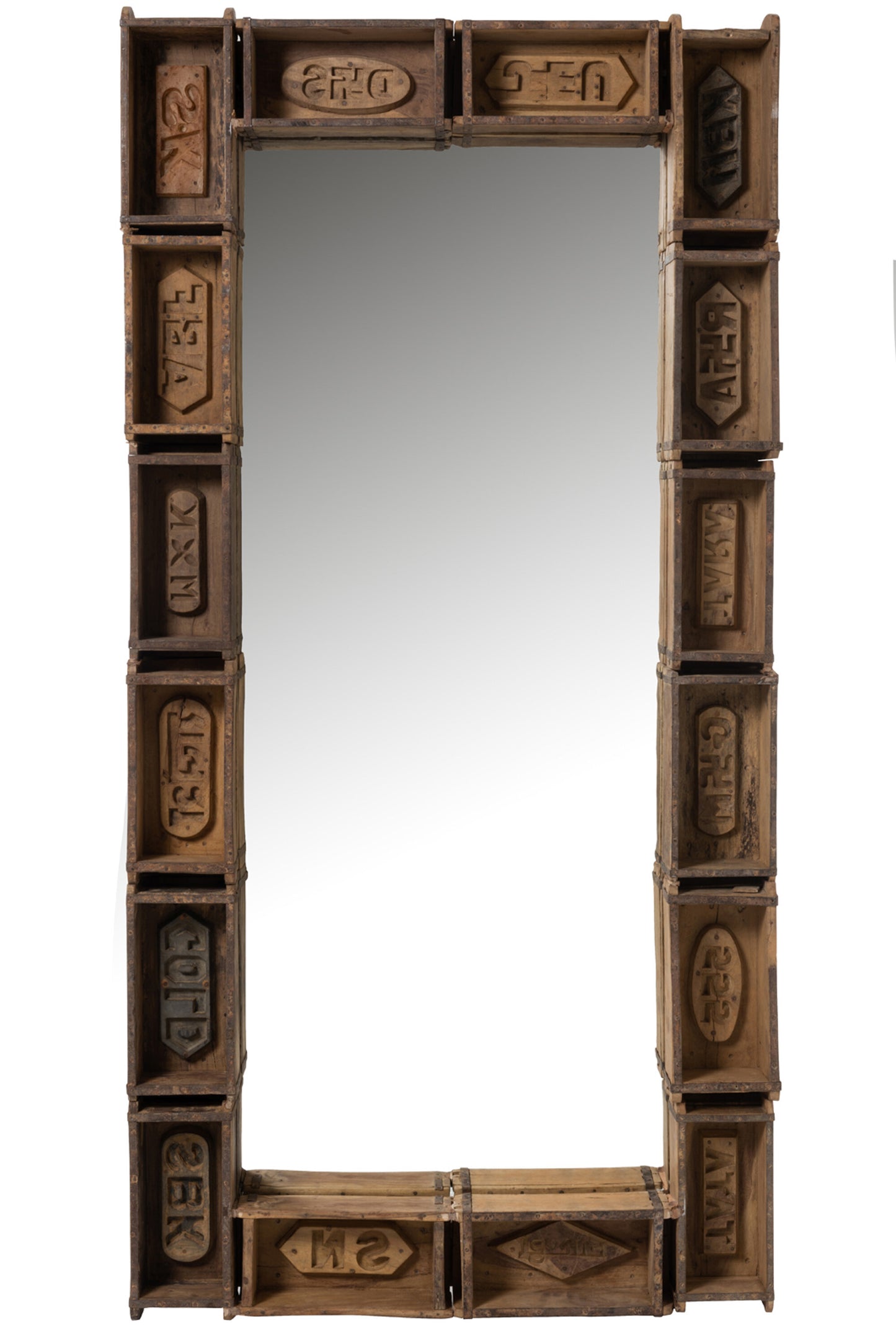 MIRROR COMPARTMENTS RECTANGULAR RECYCLED WOOD BROWN