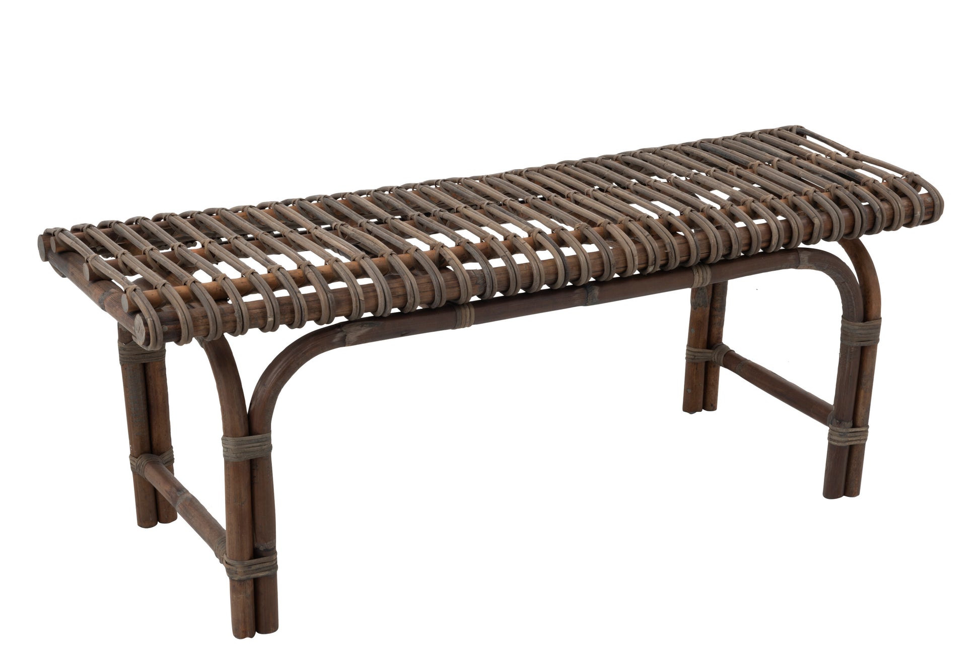 BENCH 2P RATTAN BROWN