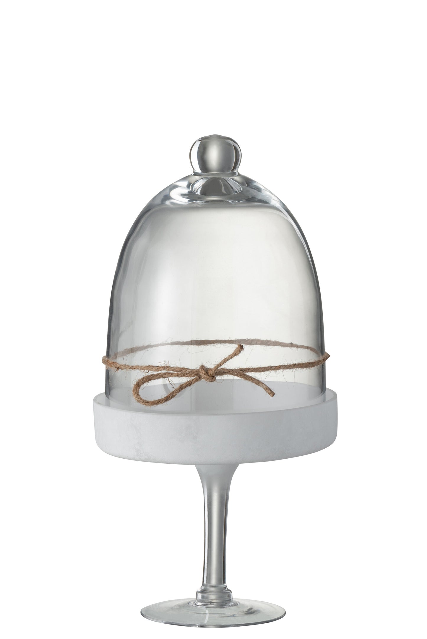 GLASS BELL ON BASE DECORATIVE BALL GLASS/ROPE WHITE/TRANSPARENT