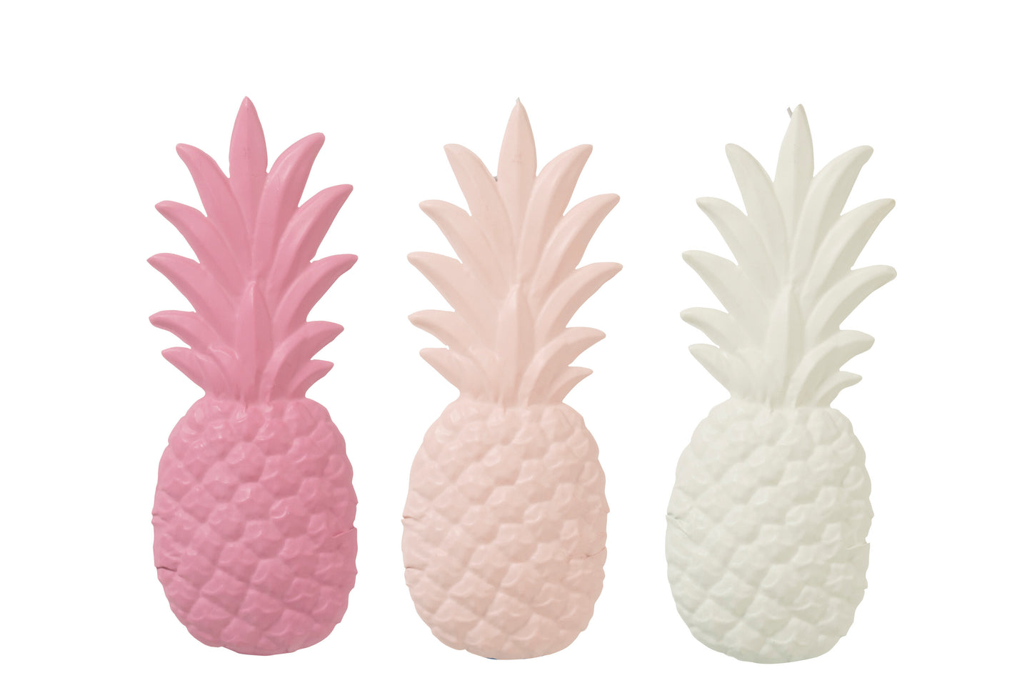 WALL DECORATION PINEAPPLE METAL PINK/SALMON/WHITE ASSORTMENT OF 3