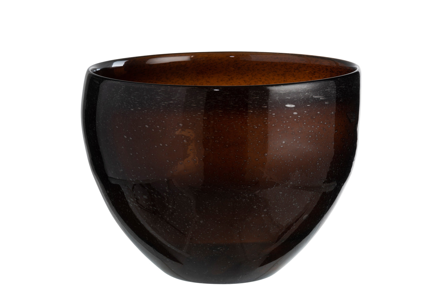 VASE ROUND BUBBLES GLASS DARK BROWN