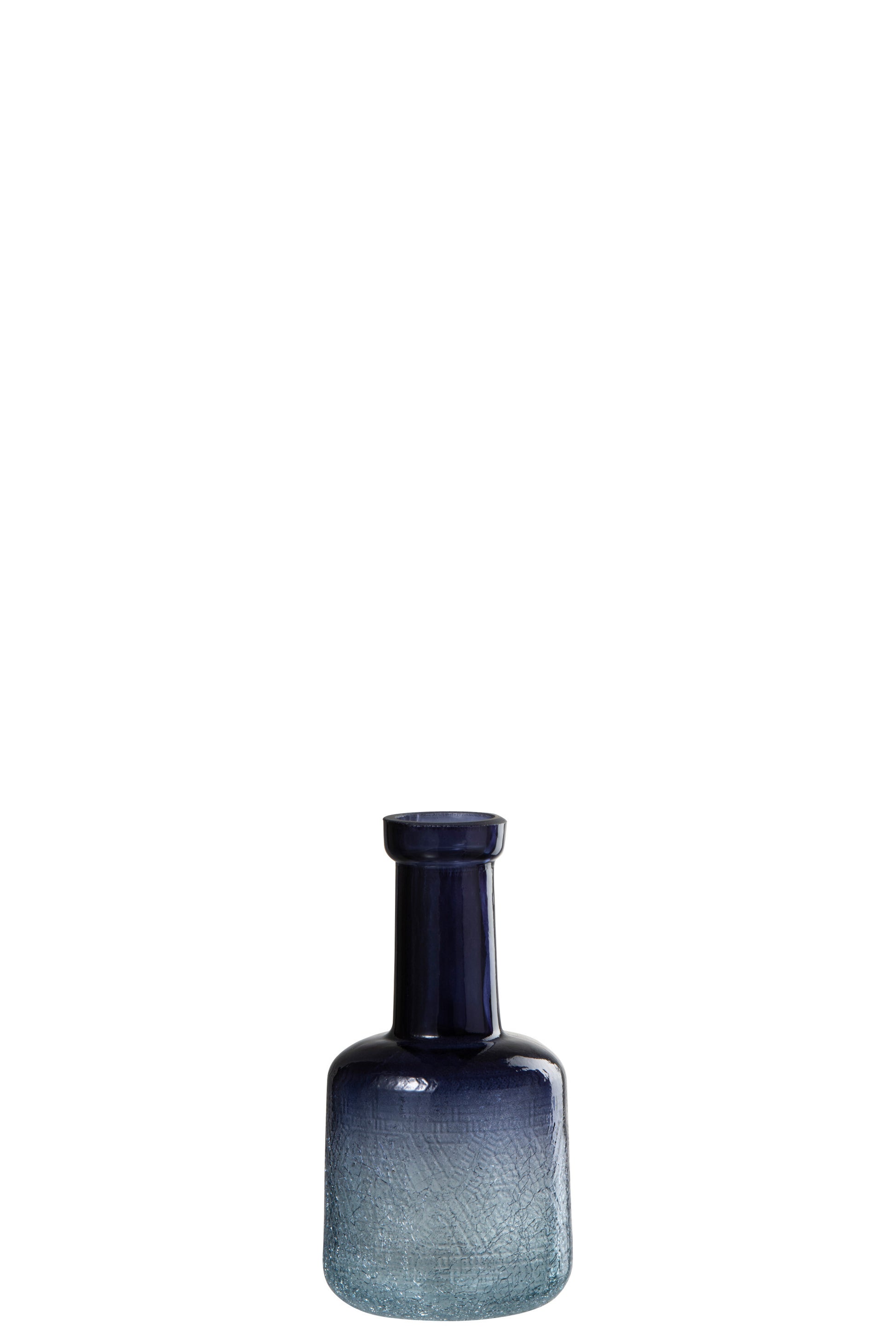 VASE BOTTLE CRACKLE BOTTOM GLASS DARK BLUE