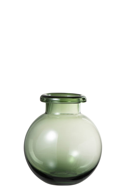 VASE BALL GLASS GREEN SMALL