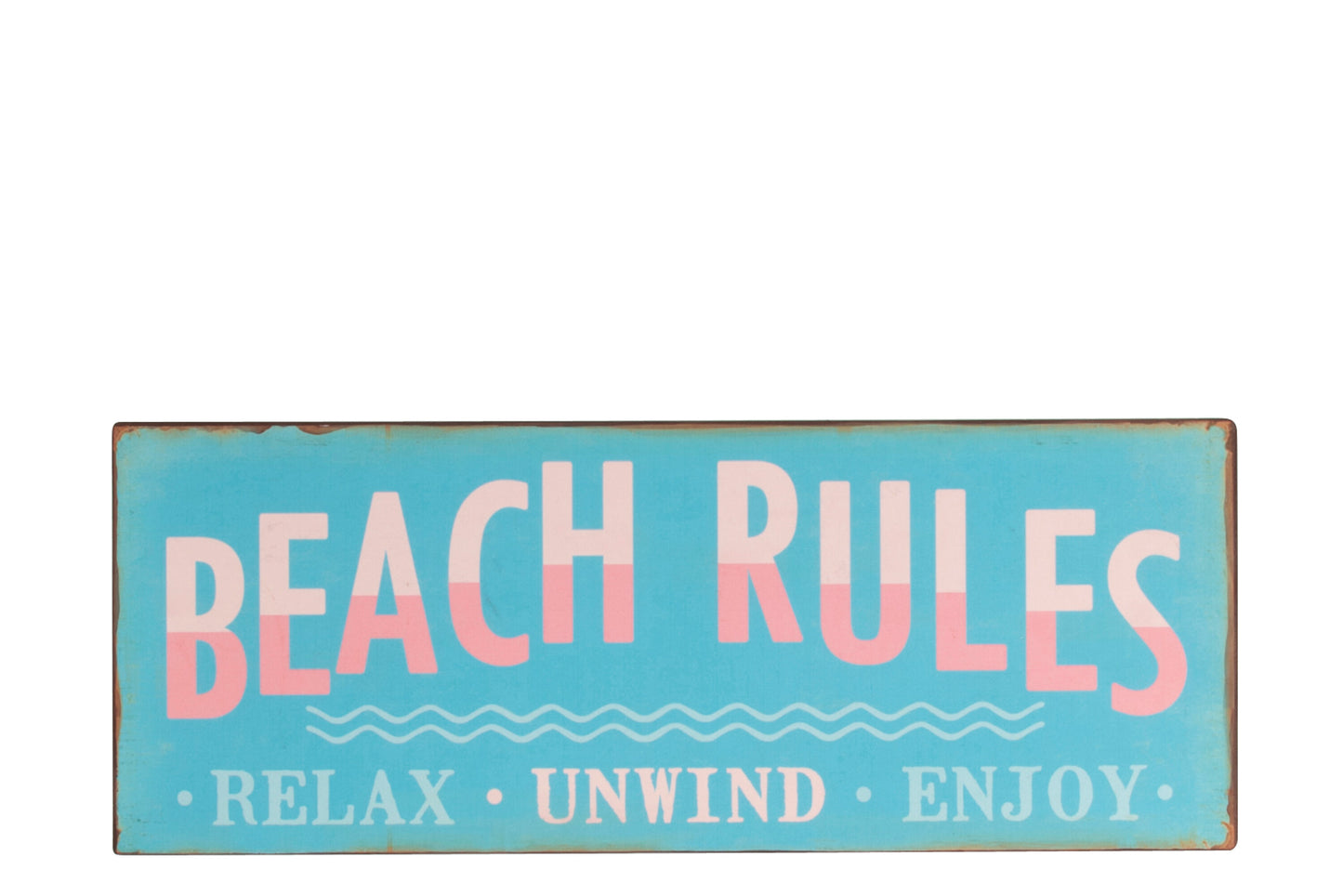 PLACARD BEACH RULES METAL BLUE MIX