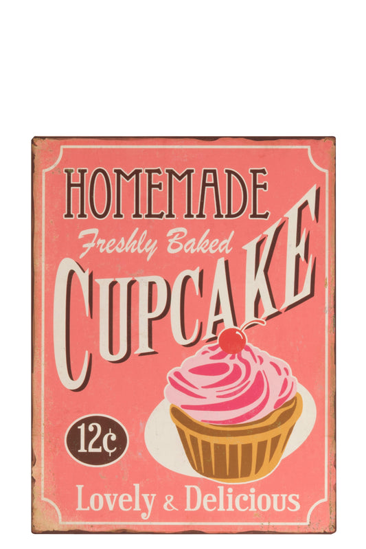 PLACARD CUPCAKE METAL PINK