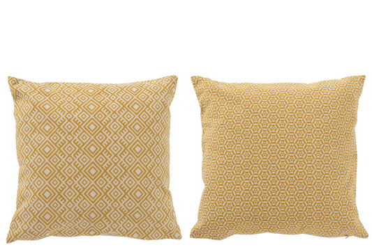 CUSHION COTTON ECRU/OCHRE ASSORTMENT OF 2