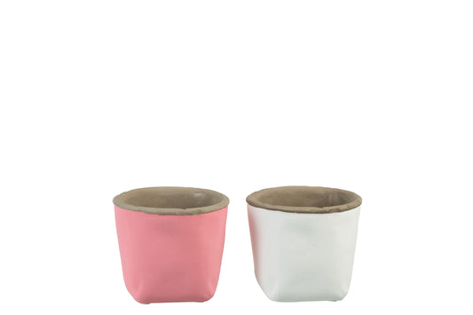 FLOWER POT BAG CEMENT PINK SMALL ASSORTMENT OF 2