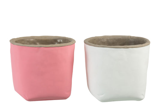 FLOWER POT BAG CEMENT PINK LARGE ASSORTMENT OF 2