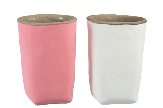 FLOWER POT BAG CEMENT PINK EXTRA LARGE ASSORTMENT OF 2