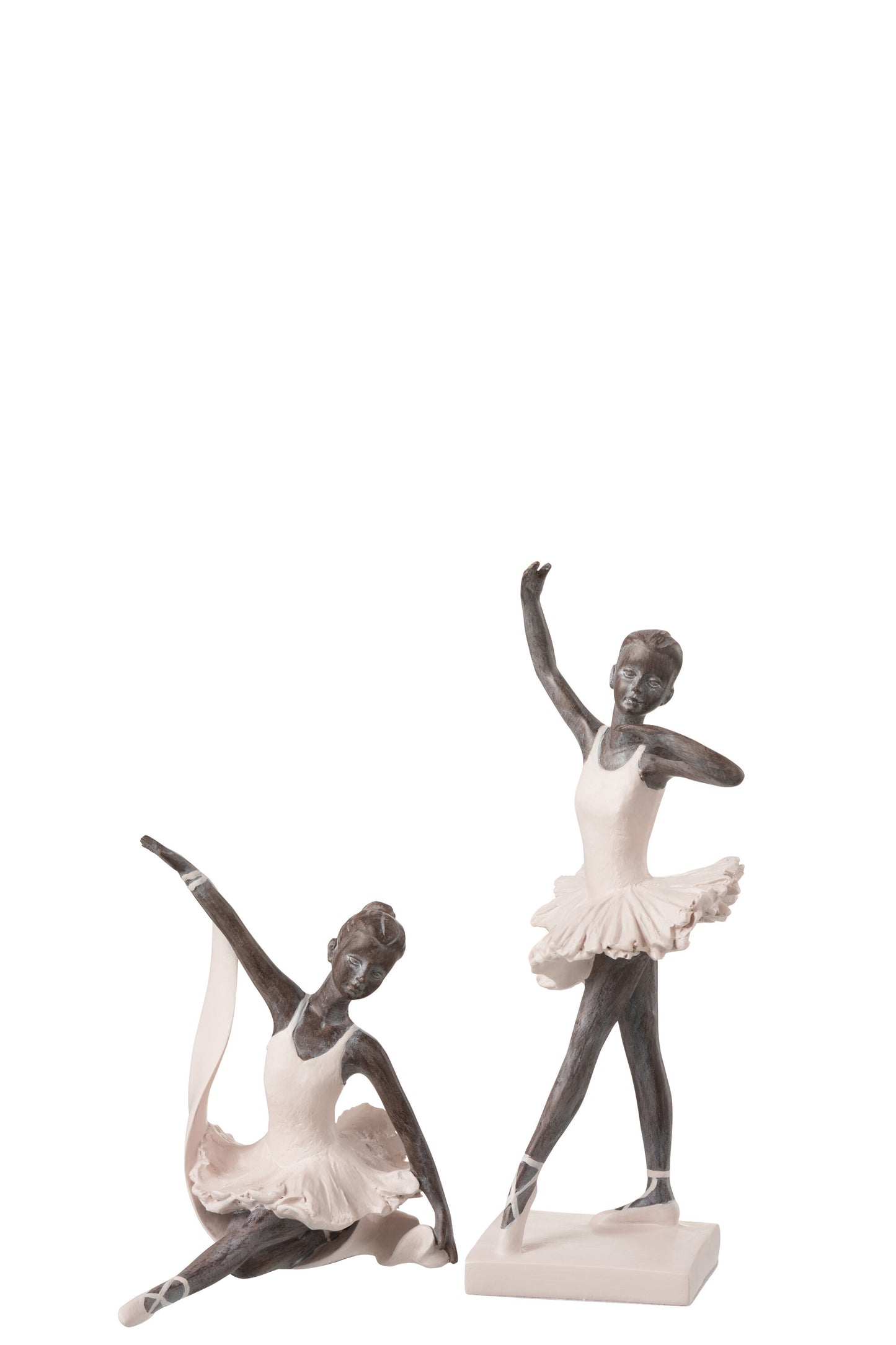 BALLERINA DANCING POLYRESIN PINK/GREY ASSORTMENT OF 2