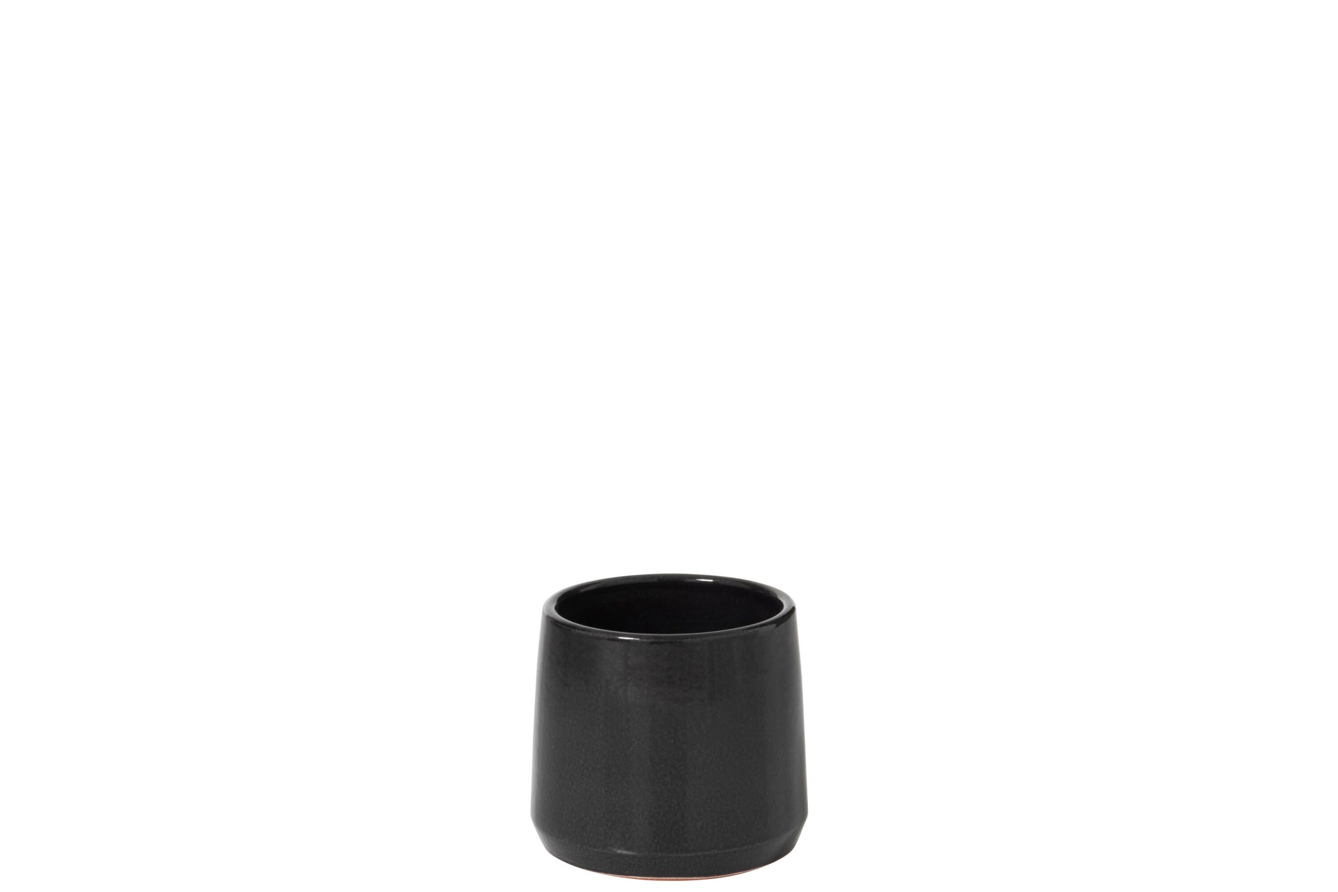 FLOWER POT ROUND CERAMIC BLACK EXTRA SMALL