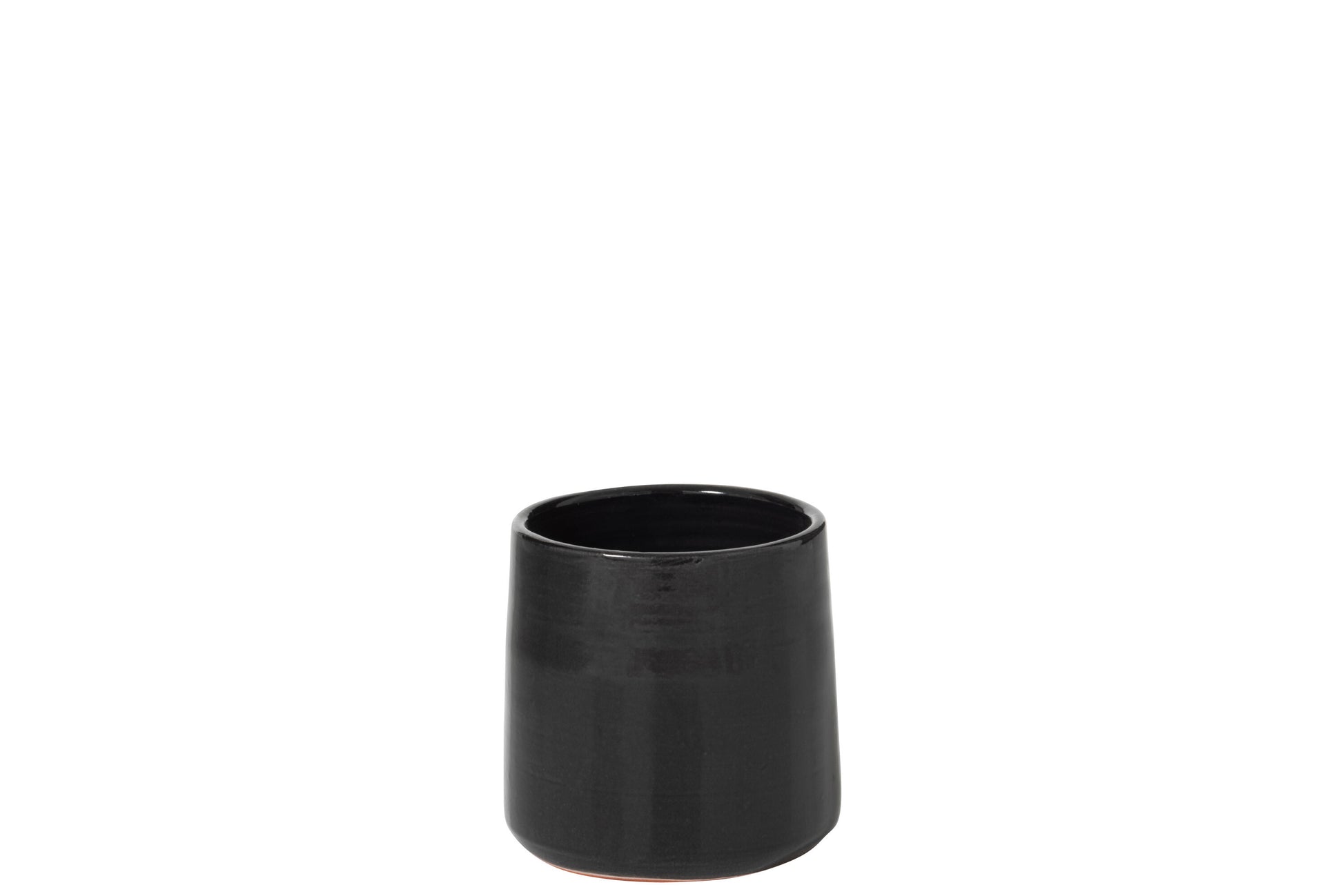 FLOWER POT ROUND CERAMIC BLACK SMALL