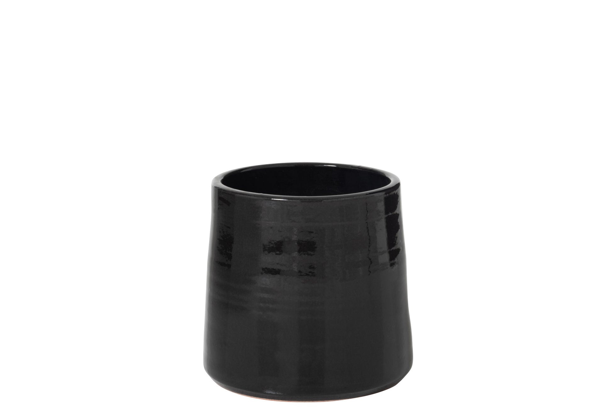 FLOWER POT ROUND CERAMIC BLACK MEDIUM