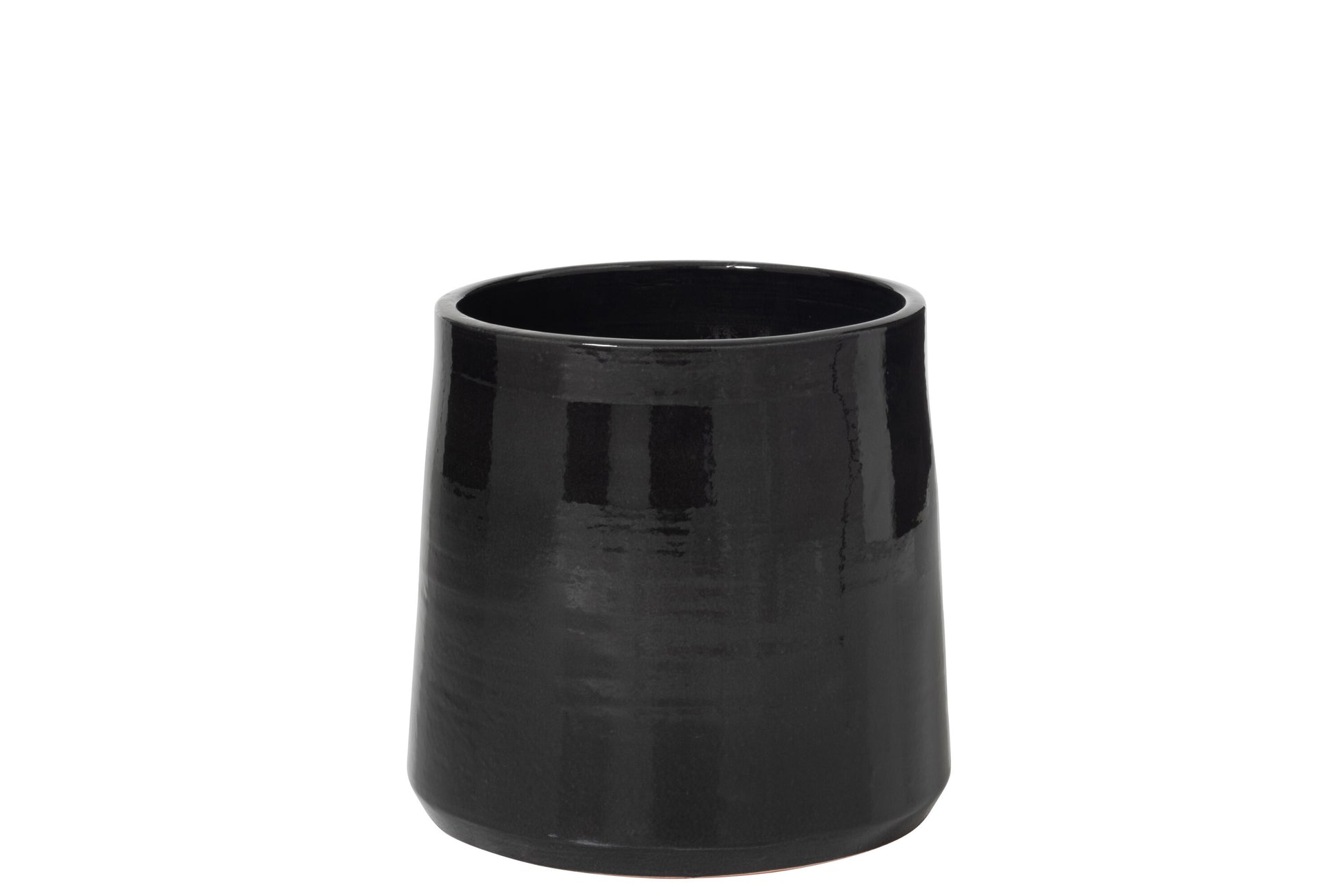 FLOWER POT ROUND CERAMIC BLACK LARGE