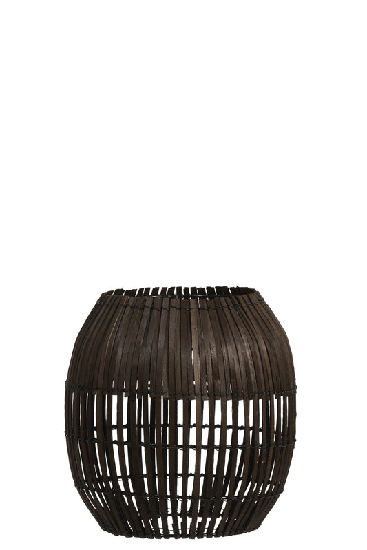 LAMP SHADE STRIPE BAMBOO BROWN SMALL