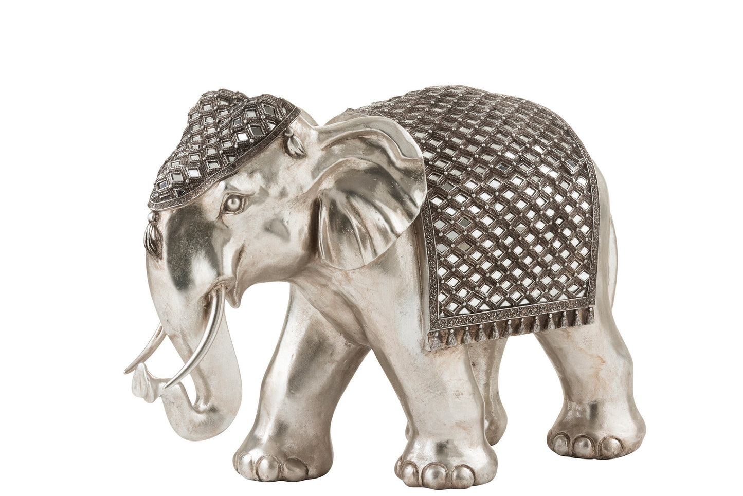 ELEPHANT MIRROR POLY SILVER LARGE