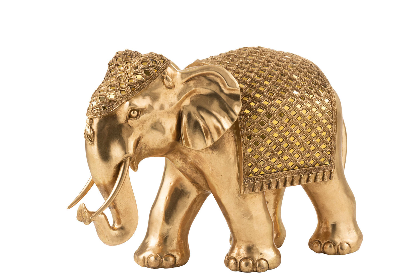 ELEPHANT MIRROR POLY GOLD LARGE