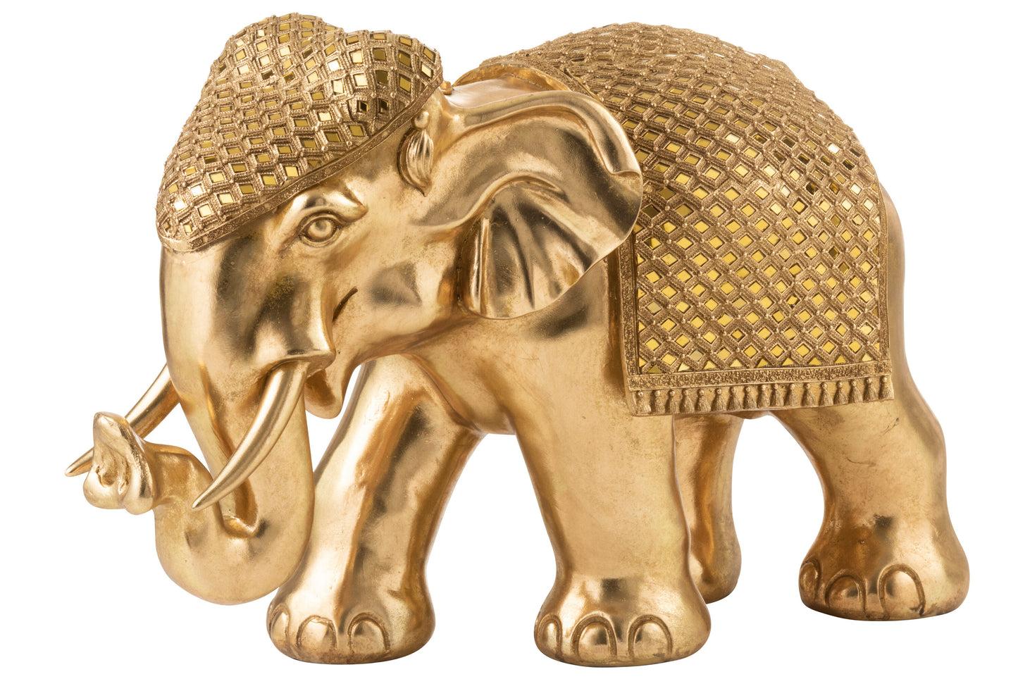 ELEPHANT MIRROR POLY GOLD X-LARGE