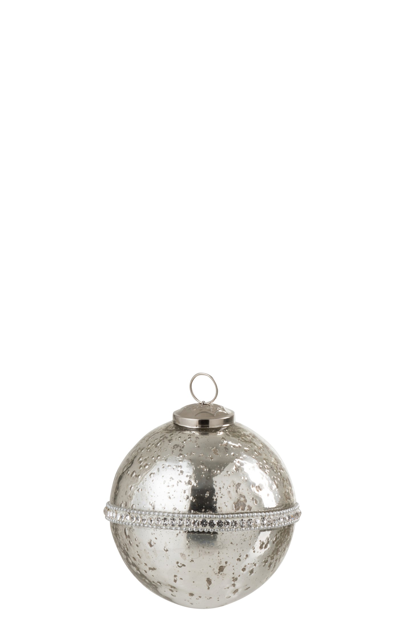 CHRISTMAS BAUBLE DIAMOND GLASS SILVER SMALL