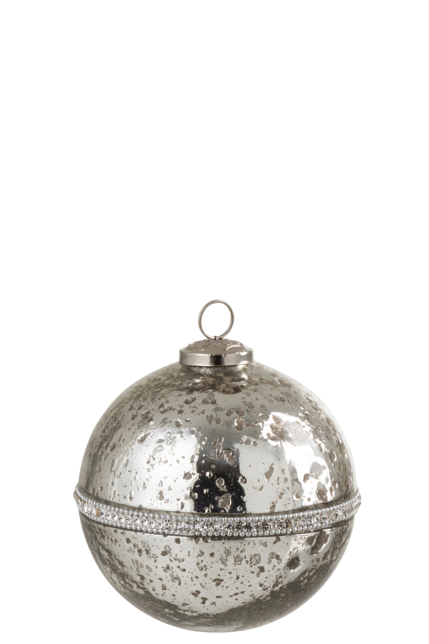 CHRISTMAS BAUBLE DIAMOND GLASS SILVER LARGE