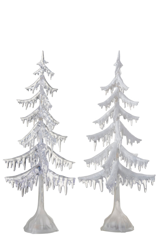 CHRISTMAS TREE LED ACRYLIC TRANSPARENT+WHITE LARGE ASSORTMENT OF 2