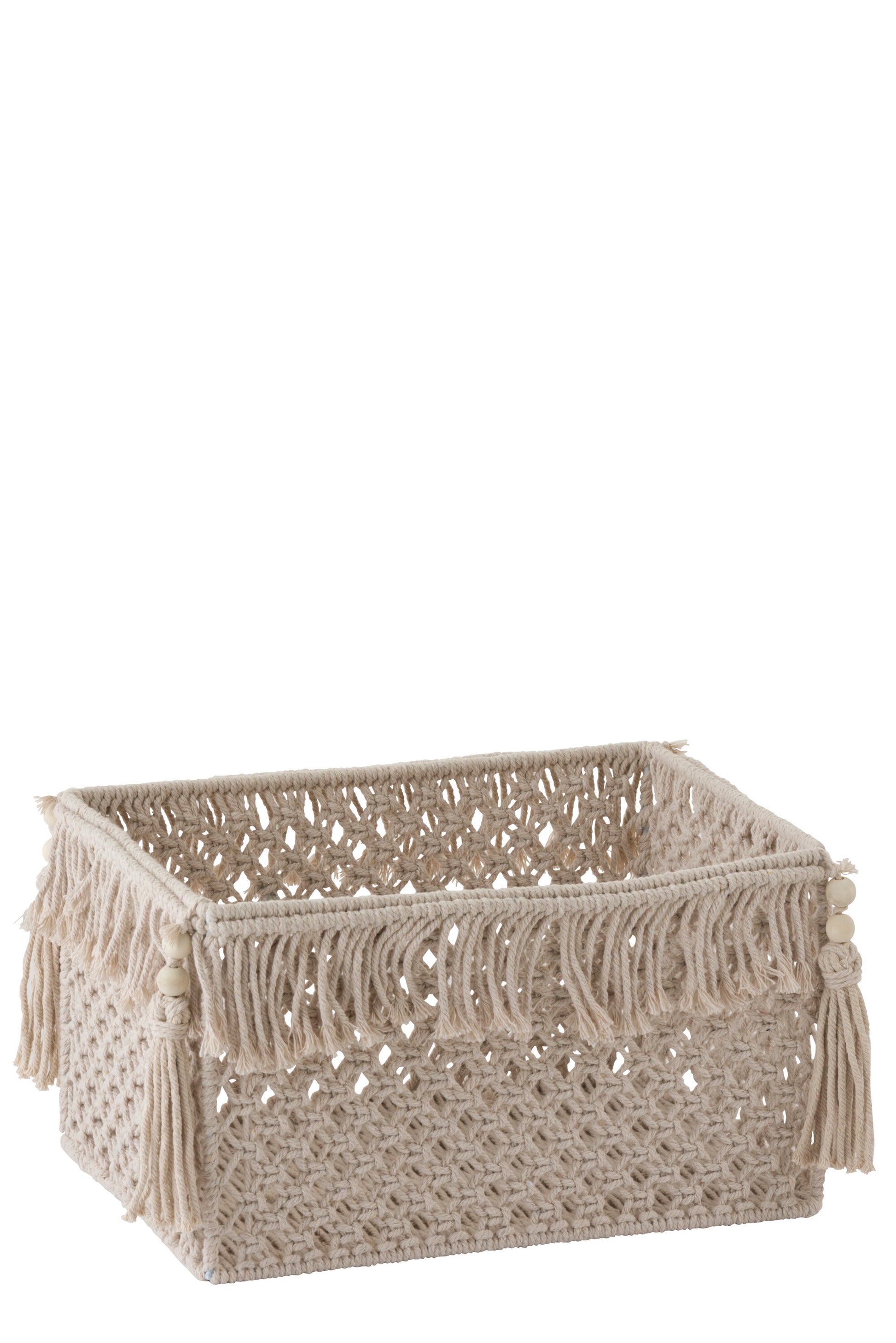 BASKET RECTANGLE MACRAME COTTON CREAM