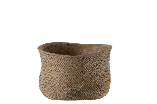 FLOWER POT RIM CEMENT BROWN LARGE