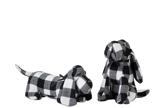 DOORSTOP DOG TEXTILE WHITE/BLACK ASSORTMENT OF 2