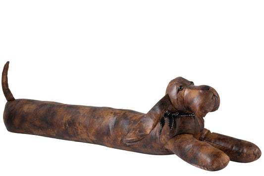 DOORSTOP DOG DRAUGHT EXCLUDER IMITATION LEATHER BROWN