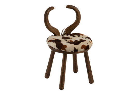 CHAIR EARS COW WOOD BROWN