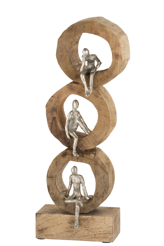 FIGURE 3 THINKERS RINGS MANGO WOOD/ALUMINIUM NATURAL/SILVER