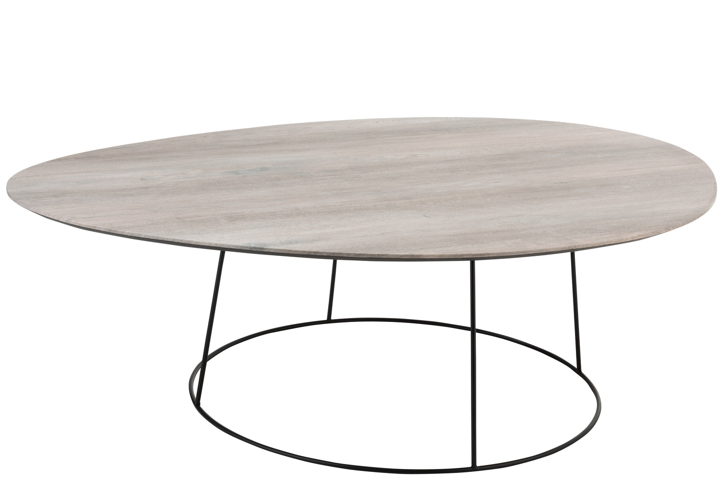 COFFEE TABLE OVAL DISTORTED MDF/IRON NATURAL/BLACK LARGE