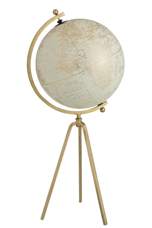 GLOBE TRIPOD IRON/PLASTIC GOLD/WHITE LARGE