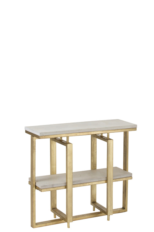 CONSOLE DYCA 2SHELVES MANGO WOOD/IRON WHITE/GOLD