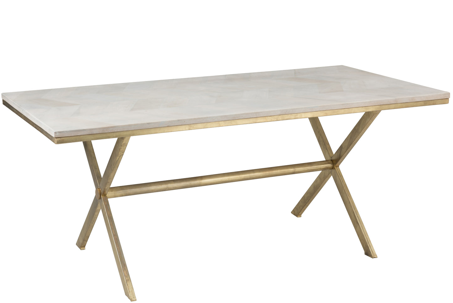 DINING TABLE DYCA MANGO WOOD/IRON WHITE/GOLD