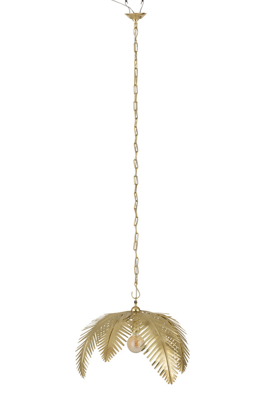 CHANDELIER COCONUT LEAVES STEEL GOLD