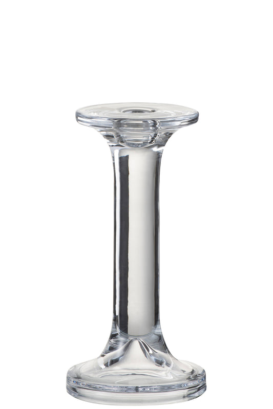 CANDLESTICK SMOOTH GLASS TRANSPARENT LARGE