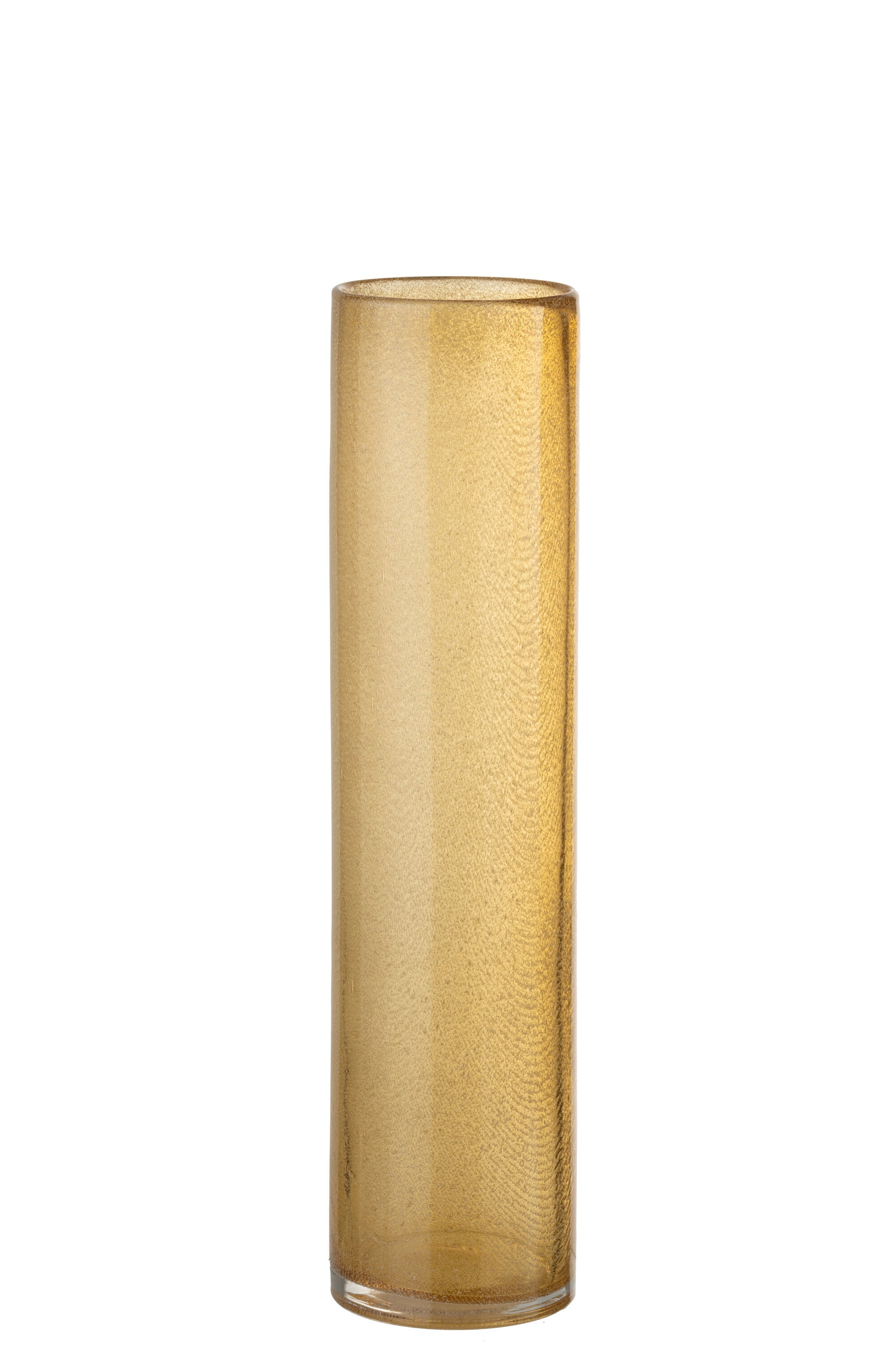 VASE CYLINDER BUBBLES GLASS OCHRE