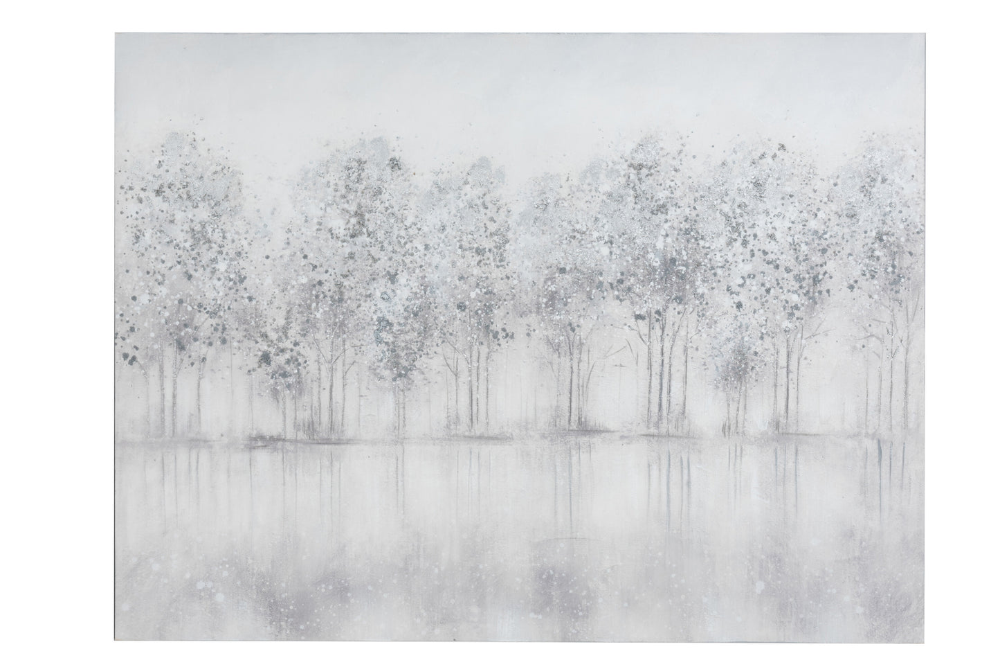 PAINTING FOREST CANVAS/WOOD WHITE/GREY/SILVER